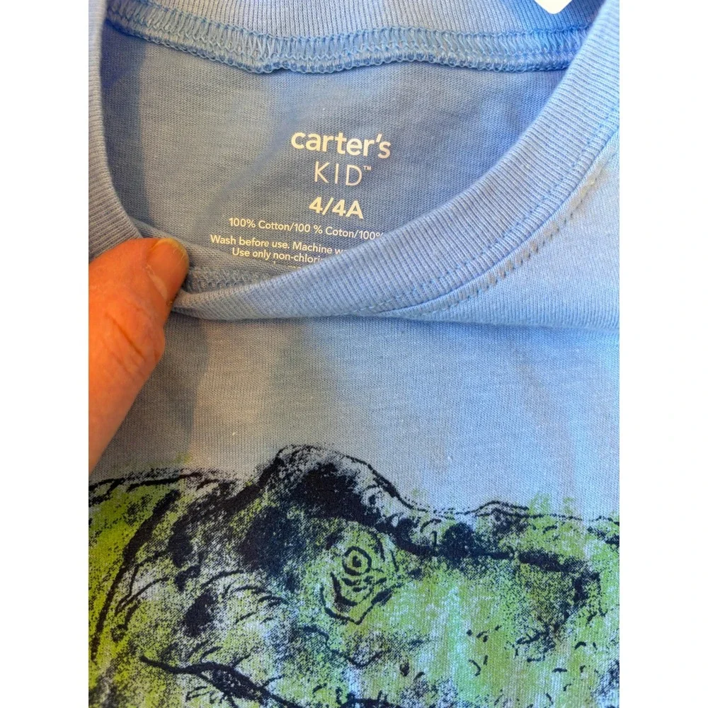 Carters‎ Kid Boys Blue T-Rex Dinosaur Graphic T-Shirt Size 4